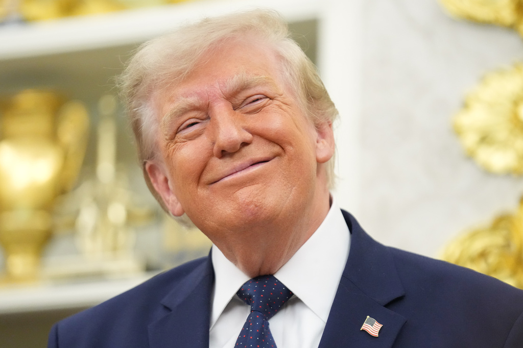 President Donald Trump smiles after ringing the opening bell for the New York Stock Exchange and the Nasdaq in the Oval Office at the White House, Monday, July 6, 2026, in Washington. (AP Photo/Mark Schiefelbein)