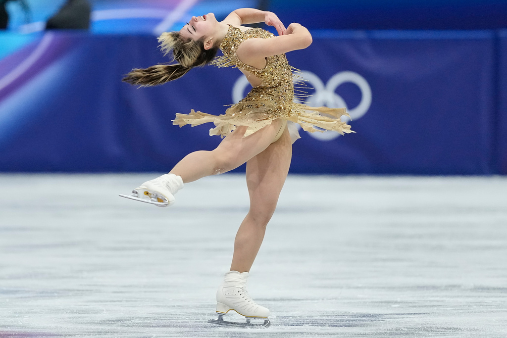 Alysa Liu of the United States competes during the women's figure skating free program at the 2026 Winter Olympics, in Milan, Italy, Thursday, Feb. 19, 2026. (AP Photo/Natacha Pisarenko)