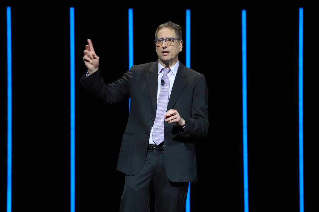 Tom Rothman, chairman and CEO of Sony Pictures Entertainment Motion Picture Group, speaks during opening night and the Sony Pictures Entertainment presentation at CinemaCon on Monday, April 13, 2026, at Caesars Palace in Las Vegas. (AP Photo/Chris Pizzello)