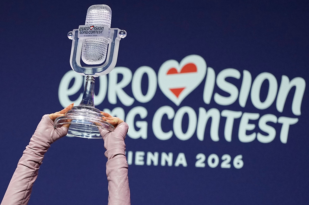 FILE - Dara from Bulgaria attends a press conference with the trophy after winning the Grand Final of the 70th Eurovision Song Contest in Vienna, Austria, on May 17, 2026. (AP Photo/Martin Meissner, File)