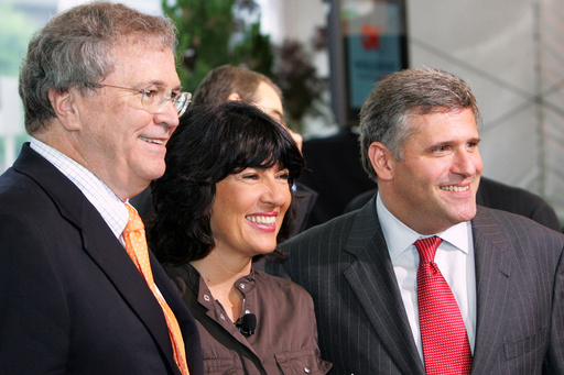 FILE - Retired CNN News Group Chairman and CEO Tom Johnson, left, CNN Chief International Correspondent Christiane Amanpour, center, and CEO and Chairman of Turner Broadcasting System Phil Kent pose together at the CNN 25 World Report Conference in Atlanta on June 1, 2005. (AP Photo/Ric Feld, File) FILE - Retired CNN News Group Chairman and CEO Tom Johnson, left, CNN Chief International Correspondent Christiane Amanpour, center, and CEO and Chairman of Turner Broadcasting System Phil Kent pose together at the CNN 25 World Report Conference in Atlanta on June 1, 2005. (AP Photo/Ric Feld, File)
