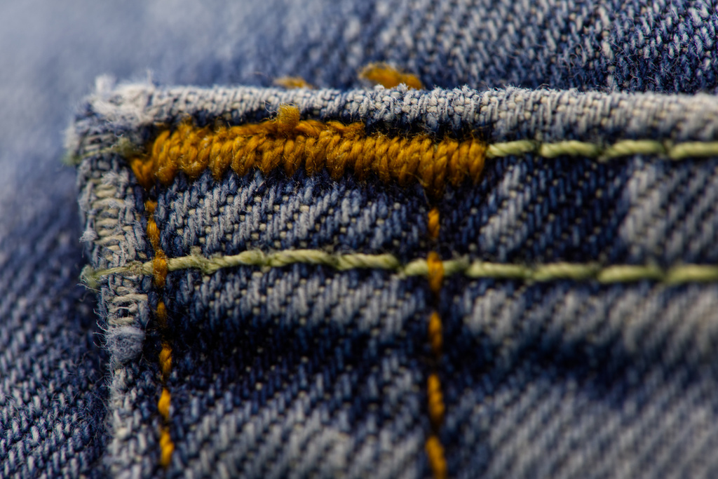 Detail of a pair of worn blue jeans in Phoenix, May 11, 2026. (AP Photo/Dario Lopez-Mills)
