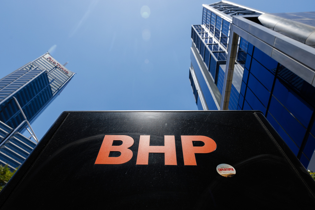 This shows the BHP building in Perth, Australia, on Dec. 19, 2024. (Richard Wainwright/AAP Image via AP)