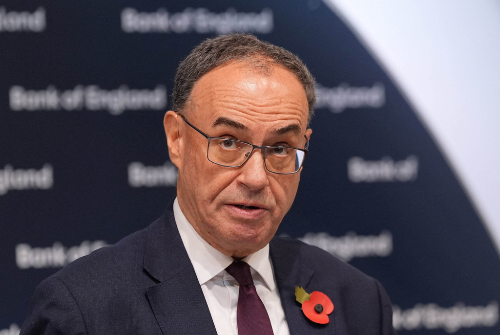 Andrew Bailey, Governor of the Bank of England, attends the Bank of England Monetary Policy Report news Conference, at the Bank of England, in the City of London on Thursday Nov. 6, 2025. (Maja Smiejkowska/PA via AP)