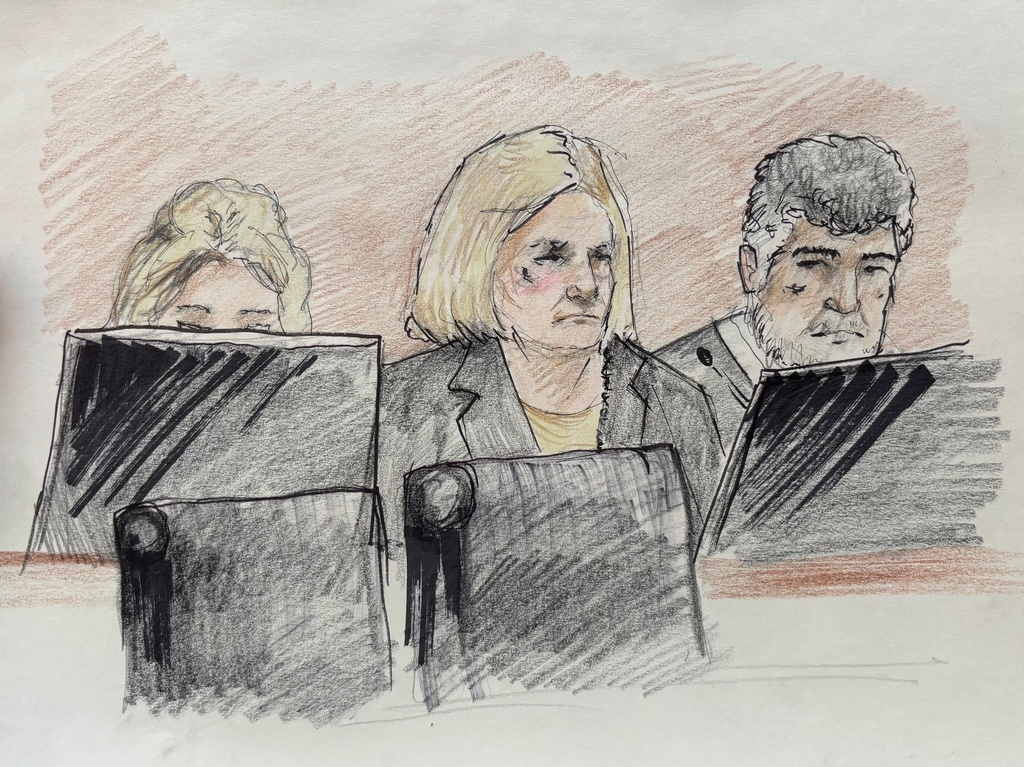 This courtroom sketch depicts Milwaukee County Circuit Judge Hannah Dugan in court on Monday, Dec. 15, 2025 in Milwaukee, Wis. (Adele Tesnow via AP, Pool)
