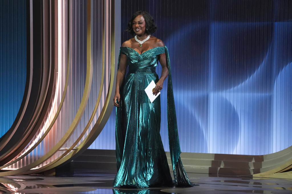 Viola Davis presents the award for outstanding performance by a male actor in a leading role during the 32nd Annual Actor Awards on Sunday, March 1, 2026, at the Shrine Auditorium and Expo Hall in Los Angeles. (AP Photo/Chris Pizzello)