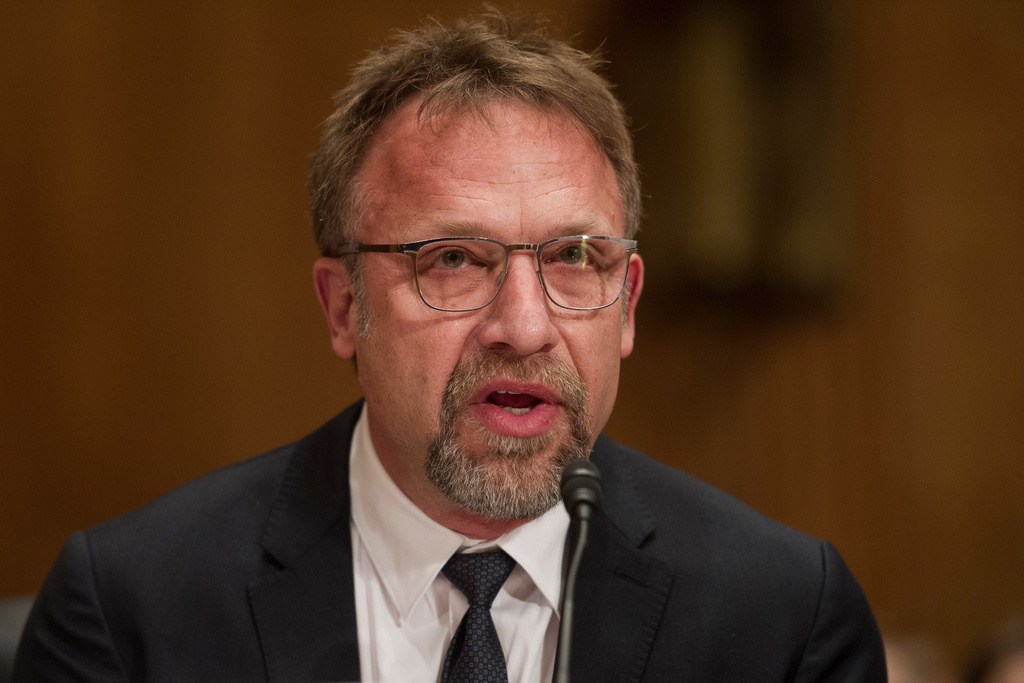 FILE -- In this Jan. 10, 2017 file photo Backpage.com CEO Carl Ferrer appears before the Senate Homeland Security and Governmental Affairs Permanent subcommittee on Investigations looking into Backpage.com. (AP Photo/Cliff Owen, File)
