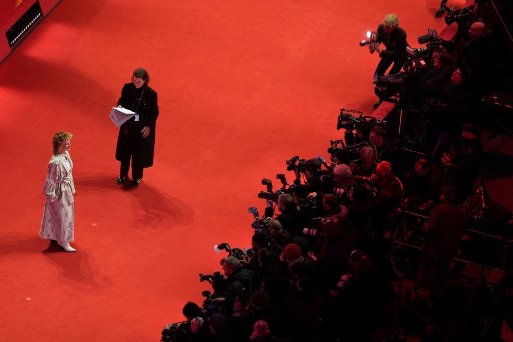 Tricia Tuttle, director of the Berlin Film Festival, poses for photographers at the opening ceremony red carpet of the International Film Festival, Berlinale, in Berlin, Friday, Jan. 1, 2021. (AP Photo/Markus Schreiber).