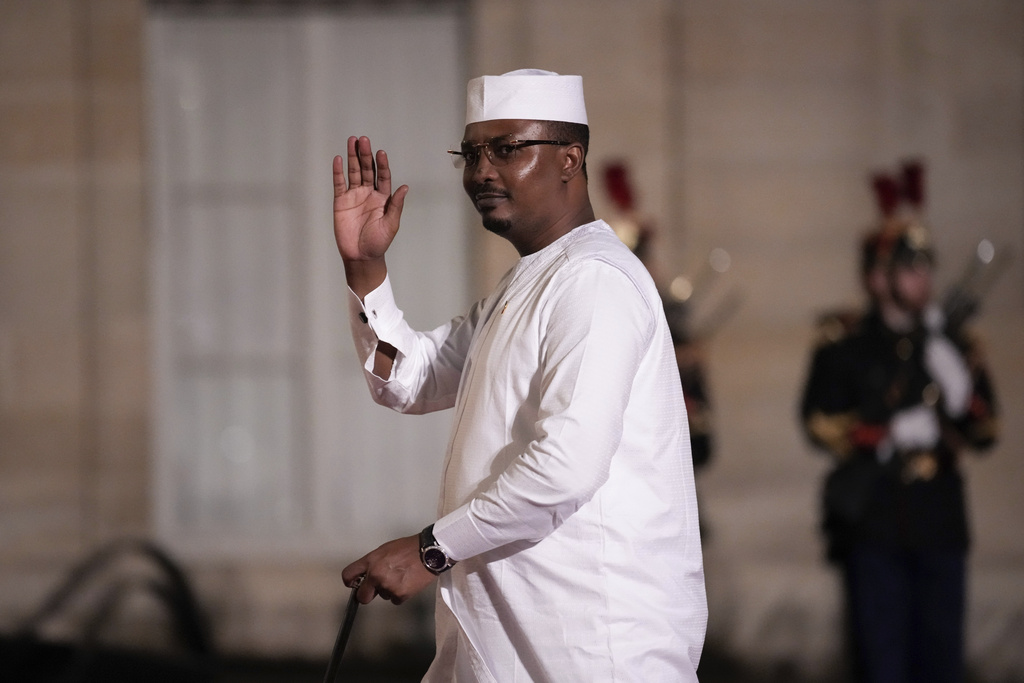 FILE - Chad's President General Mahamat Idriss Deby arrives at the 19th Francophonie Summit, at the Elysee Palace, in Paris, Oct. 4, 2024. (AP Photo/Louise Delmotte, File)