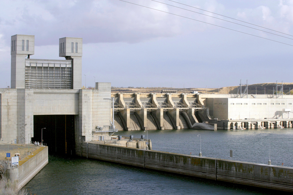 FILE - This photo shows the Ice Harbor dam on the Snake River in Pasco, Wash, Oct. 24, 2006. (AP Photo/Jackie Johnston, File)