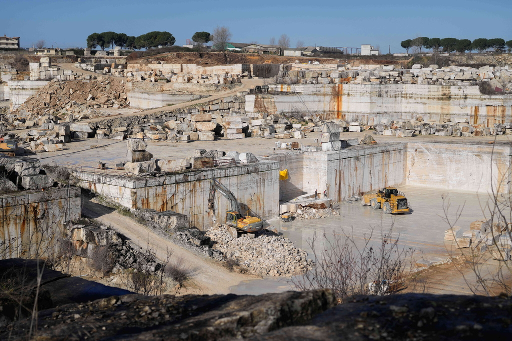 A general view of the Degemar Quarry near Tivoli, Italy, 35 kilometers east of Rome, on Friday, Feb. 13, 2026, where 17th-century Baroque architect Gian Lorenzo Bernini selected travertine for the colonnade of St. Peter's Square. (AP Photo/Gregorio Borgia)