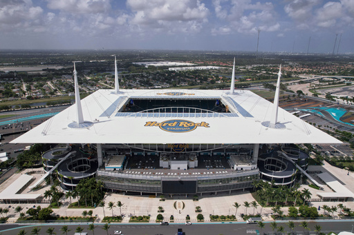 FILE - Hard Rock Stadium is seen on June 12, 2025, in Miami Gardens, Fla. (AP Photo/Rebecca Blackwell, File) FILE - Hard Rock Stadium is seen on June 12, 2025, in Miami Gardens, Fla. (AP Photo/Rebecca Blackwell, File)