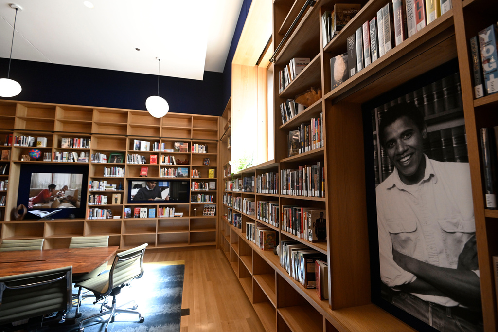 The President's reading room at the Chicago Public Library at the Obama Presidential Center in Chicago, Thursday, May 28, 2026. (AP Photo/Paul Beaty)