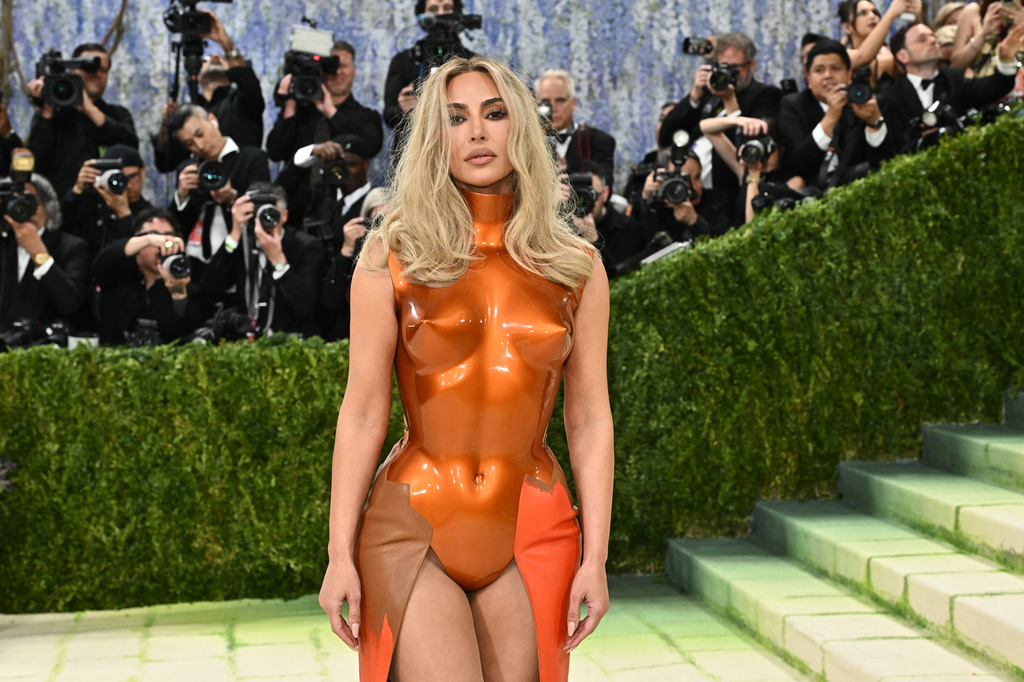 Kim Kardashian arrives at The Metropolitan Museum of Art's Costume Institute benefit gala celebrating the opening of the "Costume Art" exhibition on Monday, May 4, 2026, in New York. (Photo by Evan Agostini/Invision/AP)