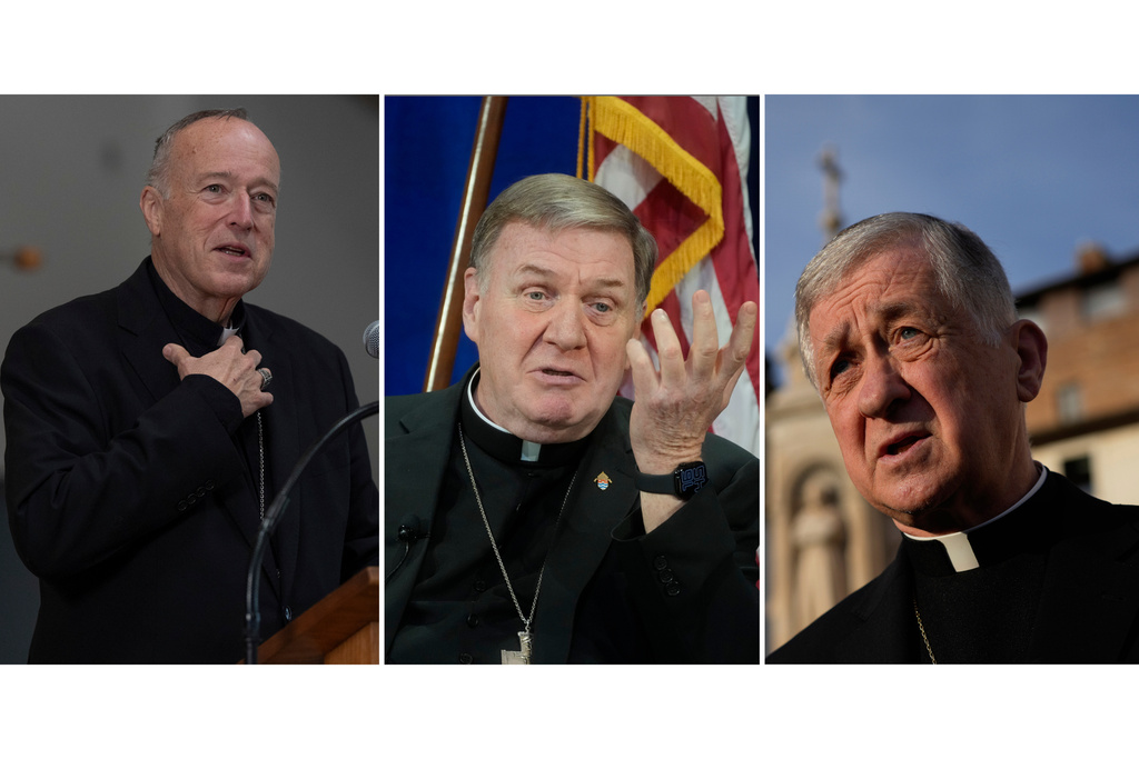 This combo shows, from left, cardinal Robert McElroy, cardinal Joseph Tobin and cardinal Blase Cupich. (AP Photo/File)