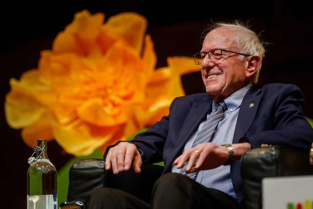 U.S. Sen. Bernie Sanders, I-Vt. attends the International Book Fair, in Turin, Italy on Saturday, May 16, 2026 (Giulio Lapone/LaPresse via AP)