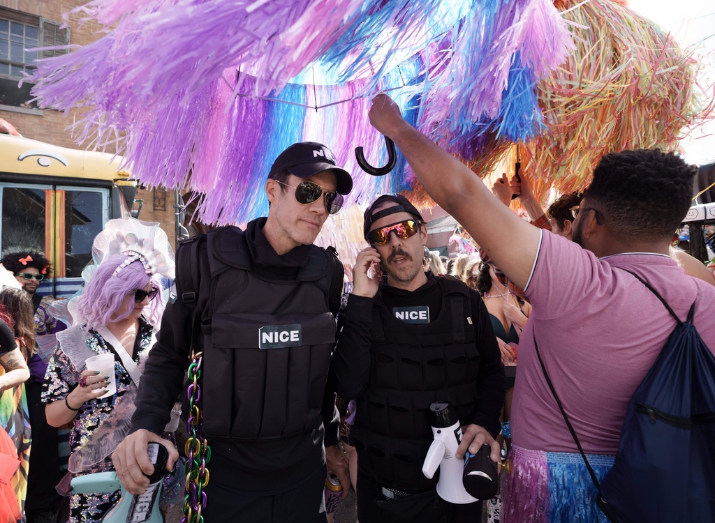 People participating in the Society of Saint Anne parade wander through the Bywater and Marigny neighborhoods on Mardi Gras Day, Tuesday, Feb. 17, 2026 in New Orleans. (AP Photo/Matthew Hinton)