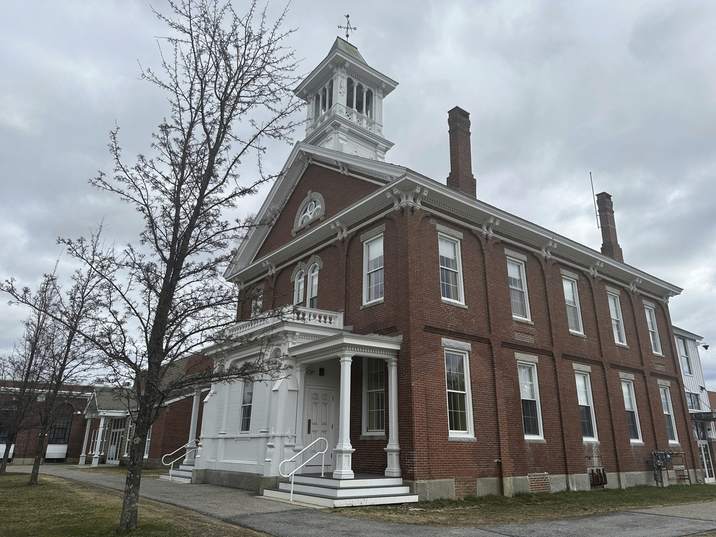 FILE - This Wednesday, April 16, 2025 photo shows Greely High School in Cumberland, Maine. (AP Photo/Patrick Whittle, File)
