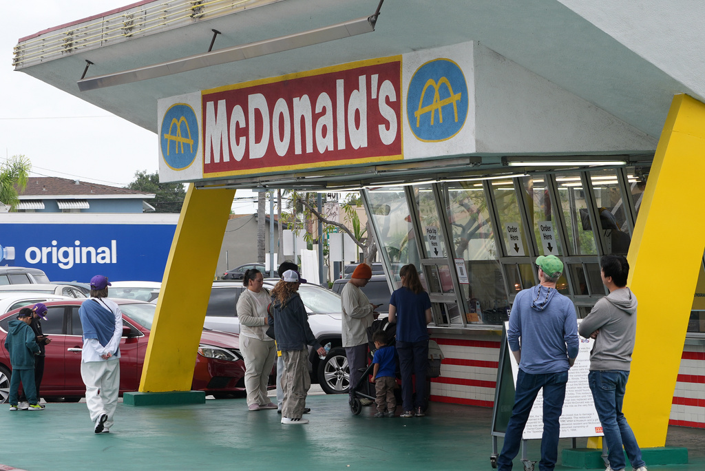 The oldest operating McDonald's restaurant still has the original Golden Arches façade, Tuesday, March 31, 2026, in Downey, Calif. (AP Photo/Damian Dovarganes)