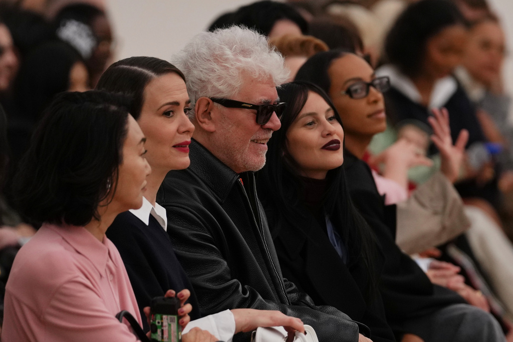 Pedro Almodovar attends Loewe Spring/Summer 2026 collection presented in Paris, Friday, Oct. 3, 2025. (AP Photo/Aurelien Morissard)