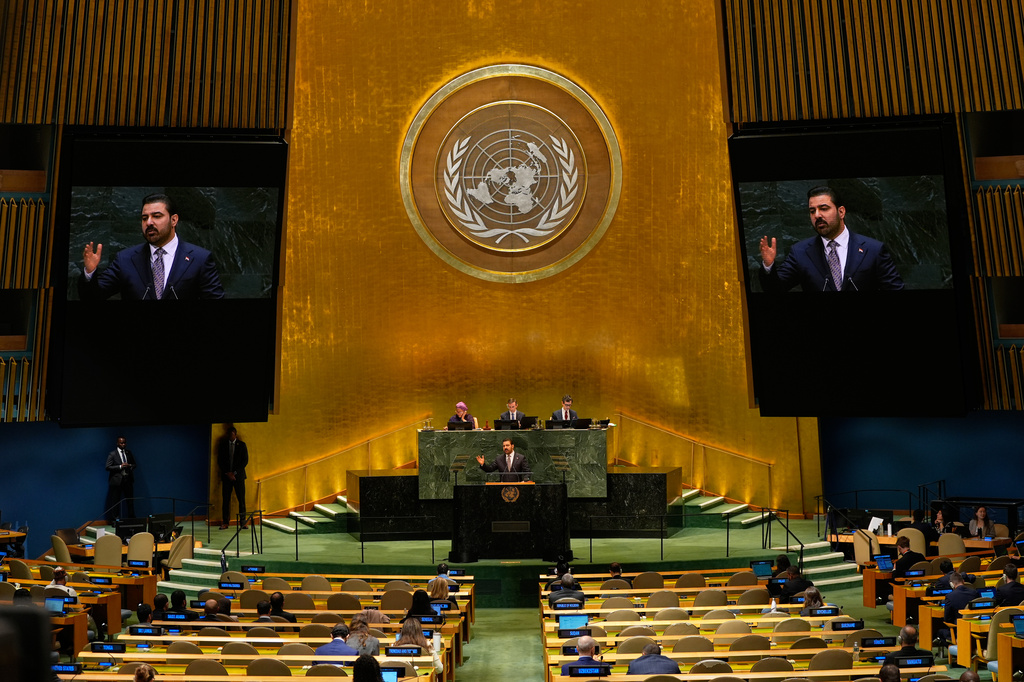 Iraq's Prime Minister Ali al-Zaidi speaks during the 81st session of the United Nations General Assembly at United Nations headquarters, Friday, Sept. 25, 2026. (AP Photo/Seth Wenig)