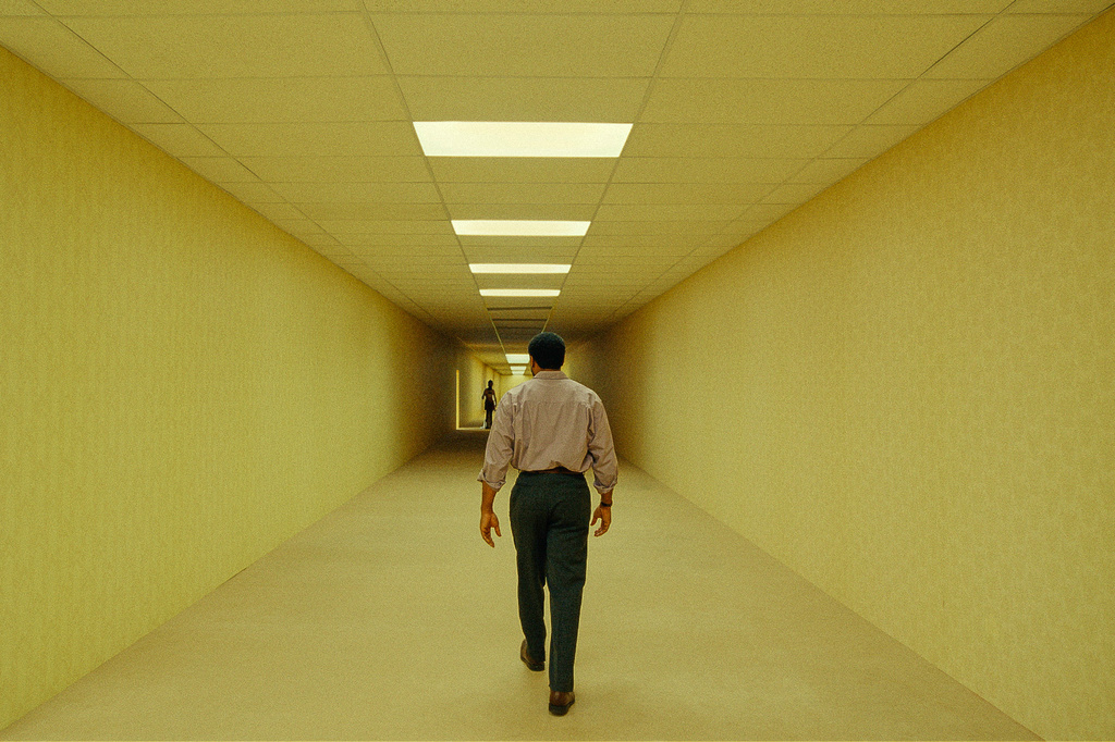 This image released by A24 shows Chiwetel Ejiofor in a scene from "Backrooms." (A24 via AP)