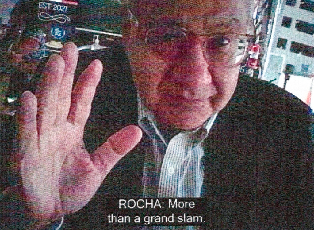 FILE - This undated image provided by the U.S. Justice Department and contained in the affidavit in support of a criminal complaint, shows Manuel Rocha during a meeting with a FBI undercover employee. (Justice Department via AP, File)