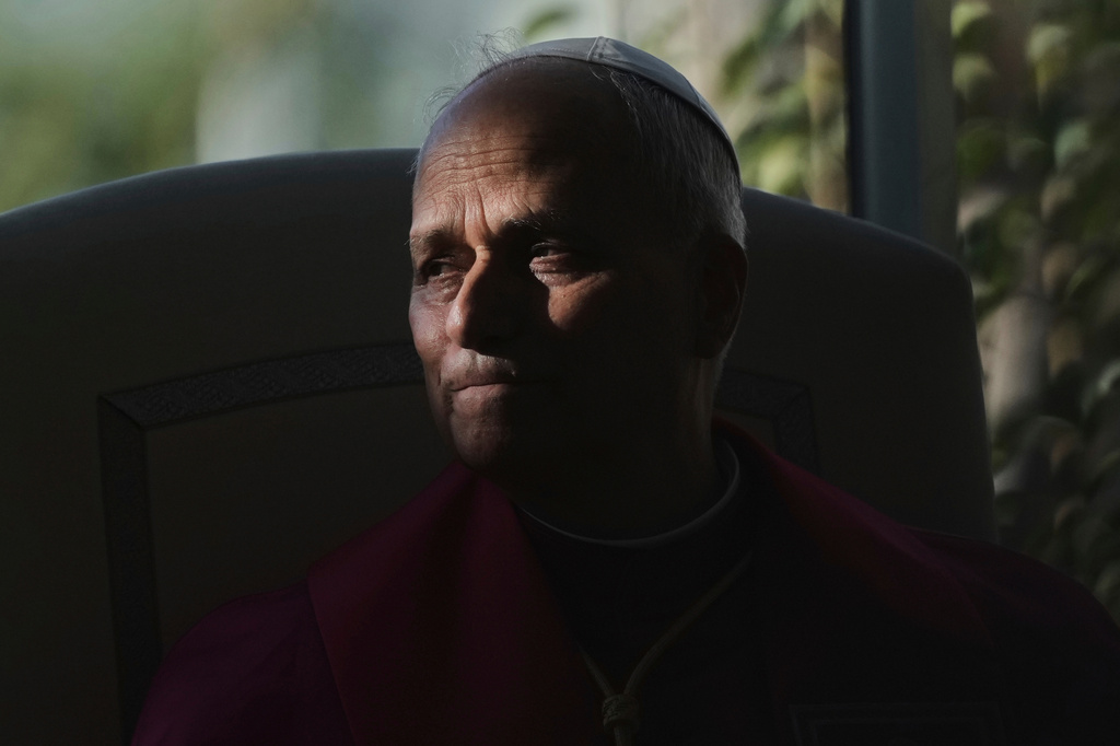 FILE - Pope Leo XIV attends the inauguration of the 'Laudato Si', High Training Center, in Castel Gandolfo, Sept. 5, 2025. (AP Photo/Andrew Medichini, File)