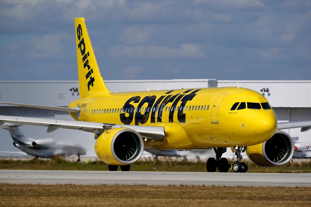 FILE - A Spirit Airlines Airbus A320 prepares to take off from Fort Lauderdale-Hollywood International Airport, Jan. 19, 2021, in Fort Lauderdale, Fla. (AP Photo/Wilfredo Lee, File)