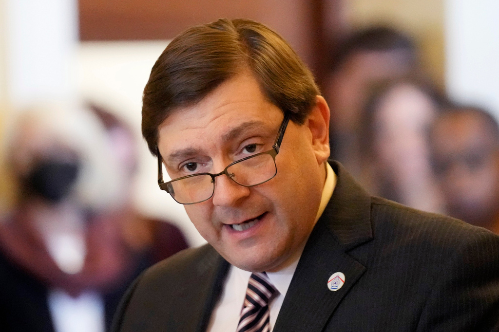 FILE - Senate President Troy Jackson speaks at a news conference, Jan. 17, 2023, in Augusta, Maine. (AP Photo/Robert F. Bukaty, File)