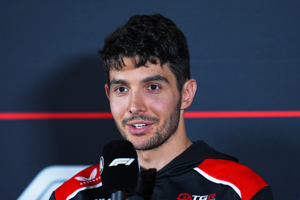 Haas driver Esteban Ocon of France attends a press conference ahead of the Spanish Formula One Grand Prix, in Madrid, Spain, Thursday, Sept. 10, 2026. (AP Photo/Manu Fernandez)