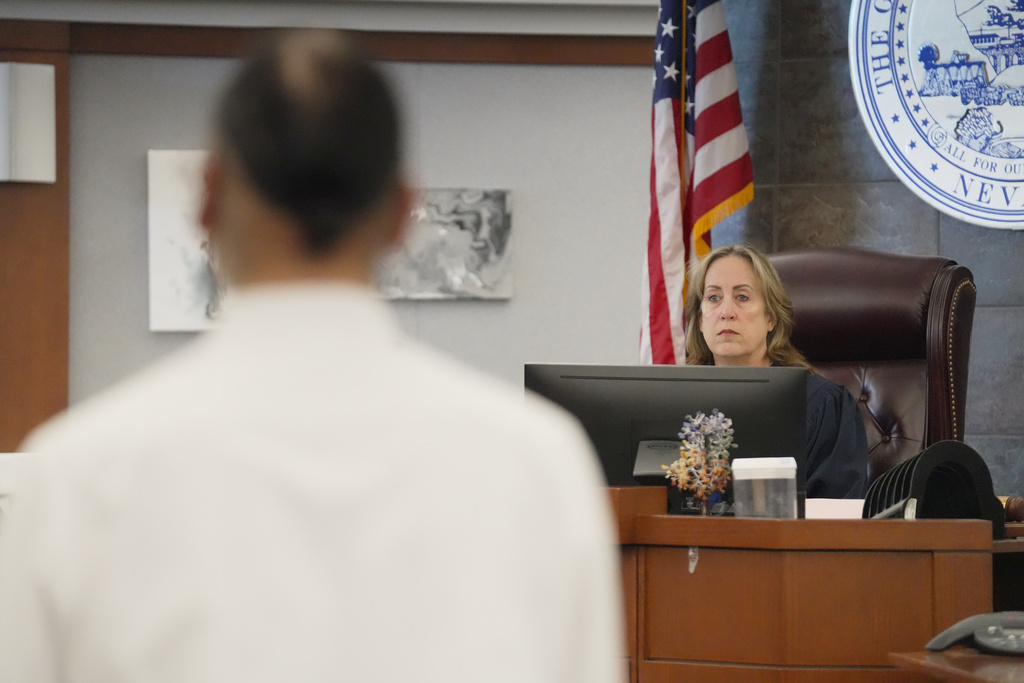 Nathan Chasing Horse appears before judge Jessica Peterson for his trial on charges of sexually abusing Indigenous women and girls Tuesday, Jan. 13, 2026, in Las Vegas. (AP Photo/Ty ONeil)