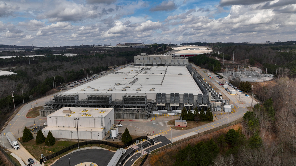 FILE - The Douglas County Google Data Center complex is visible, March 6, 2026, in Lithia Springs, Ga. (AP Photo/Mike Stewart, File)