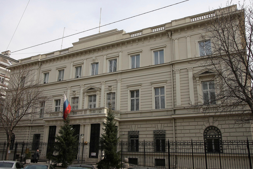 A view of the Russian embassy in Vienna, Austria, on March 19, 2010. (AP Photo/Ronald Zak, File)