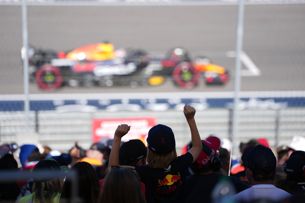 Red Bull driver Max Verstappen of the Netherlands steers his car during the Formula One U.S. Grand Prix auto race in Austin, Texas, Sunday, Oct. 19, 2025. (AP Photo/Nick Didlick)