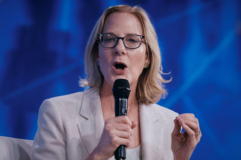 Heather Gerken, President of Ford Foundation, speaks during the Clinton Global Initiative, Tuesday, Sept. 22, 2026, in New York. (AP Photo/Andres Kudacki)