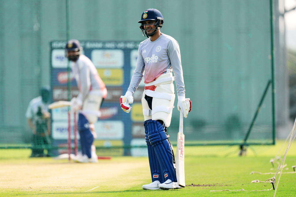 India's captain Shubman Gill during a practice session ahead of the first One Day International cricket match against New Zealand in Vadodara, India, Saturday, Jan. 10, 2026. (AP Photo/Ajit Solanki)