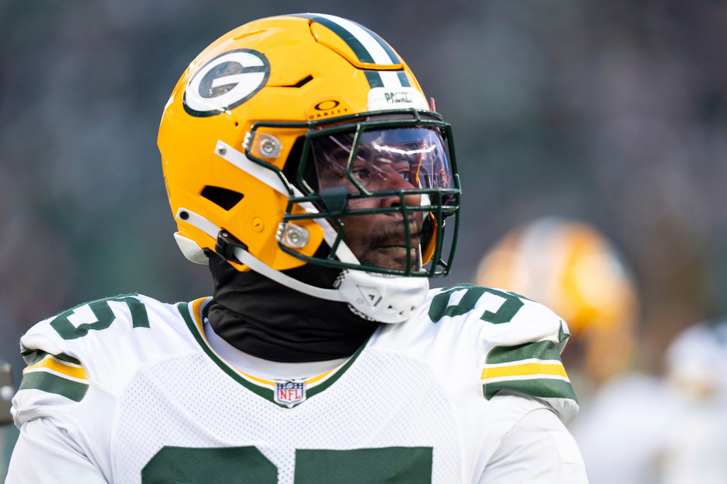 FILE - Green Bay Packers defensive lineman Devonte Wyatt looks on before an NFL wild-card playoff football game against the Philadelphia Eagles on Jan. 12, 2025, in Philadelphia. (AP Photo/Chris Szagola, File)