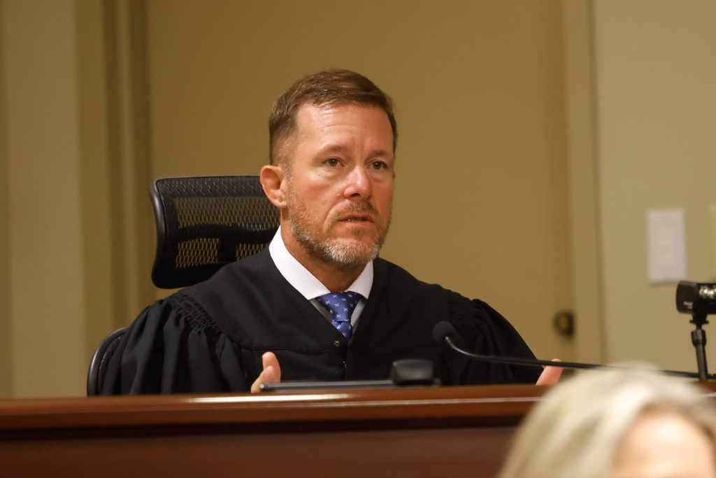 Judge Nicholas Primm speaks during Apalachee High School shooting suspect Colt Gray's sentencing hearing at Barrow County Superior Court in Winder, Ga., Tuesday, July 28, 2026. (Arvin Temkar/Atlanta Journal-Constitution via AP, Pool)