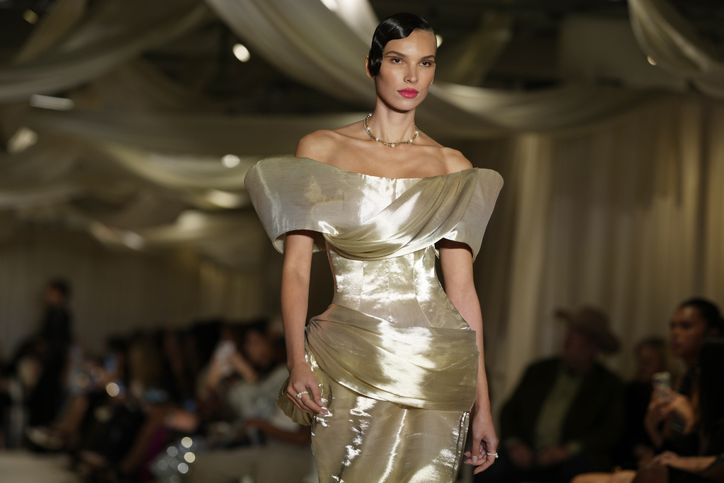 A model walks the runway during the Christian Siriano Spring/Summer 2026 fashion show as part of New York Fashion Week on Friday, Sept. 12, 2025, in New York. (Photo by Charles Sykes/Invision/AP)