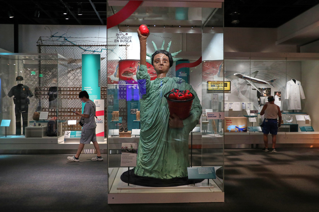 People views displays at the Smithsonian museum a day after Independence Day celebrations honoring the nation's 250th anniversary on the National Mall in Washington, Sunday, July 5, 2026. (AP Photo/Rahmat Gul)