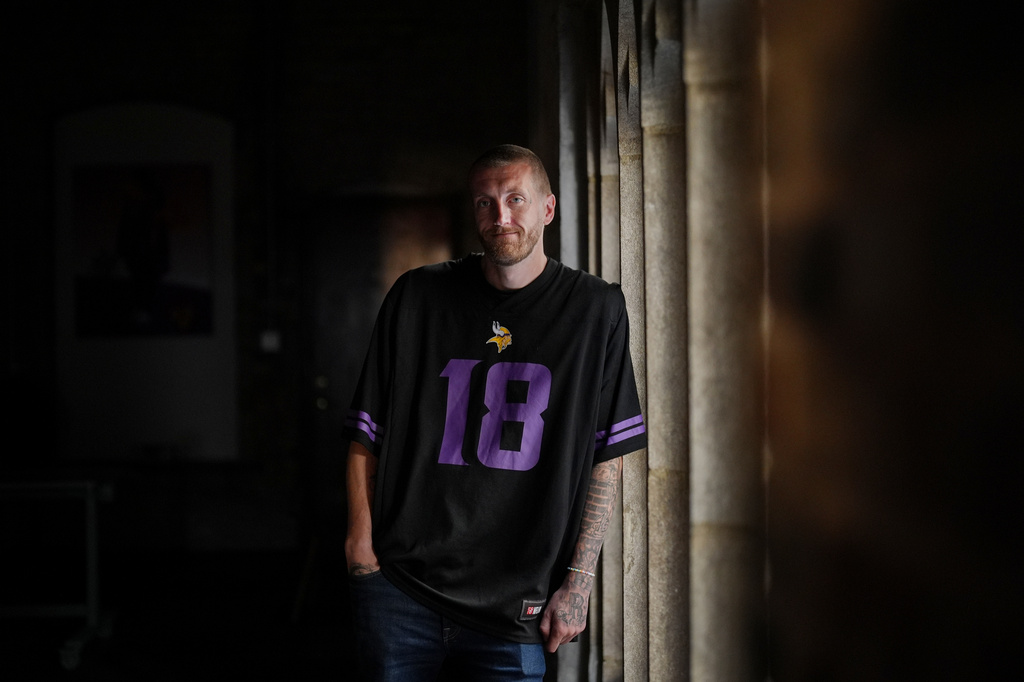 Josh McMillen, who was formerly incarcerated at the Minnesota Correctional Facility in Lino Lakes, Minn., stands for a portrait at the office of the Minnesota Incarcerated Workers Organizing Committee, Tuesday, Sept. 15, 2026, in St. Paul, Minn. (AP Photo/Ellen Schmidt)