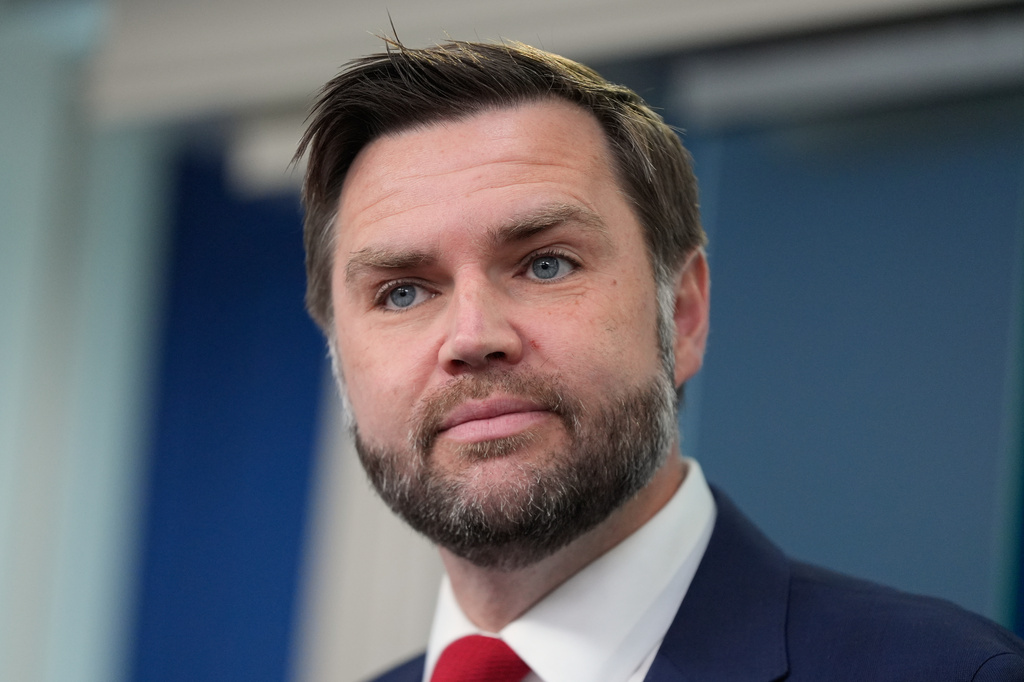 Vice President JD Vance speaks to reporters in the James S. Brady Press Briefing Room at the White House, Thursday, June 18, 2026, in Washington. (AP Photo/Manuel Balce Ceneta)