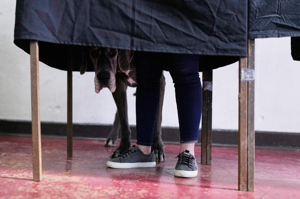 A voter marks the ballot during the presidential runoff election in Santiago, Chile, Sunday, Dec. 14, 2025. (AP Photo/Matias Delacroix)