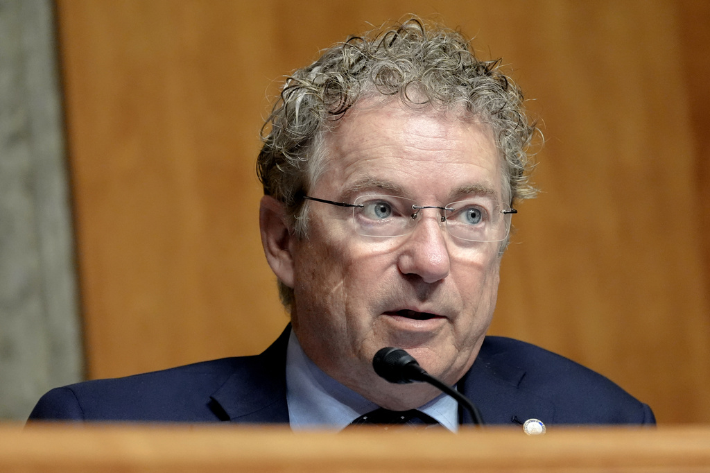 Sen. Rand Paul, R-Ky., asks a question during a Senate Committee on Homeland Security and Government Affairs Committee hearing to examine the nomination of Cameron Hamilton to be Administrator of the Federal Emergency Management Agency, Wednesday, June 17, 2026, on Capitol Hill in Washington. (AP Photo/Mariam Zuhaib)