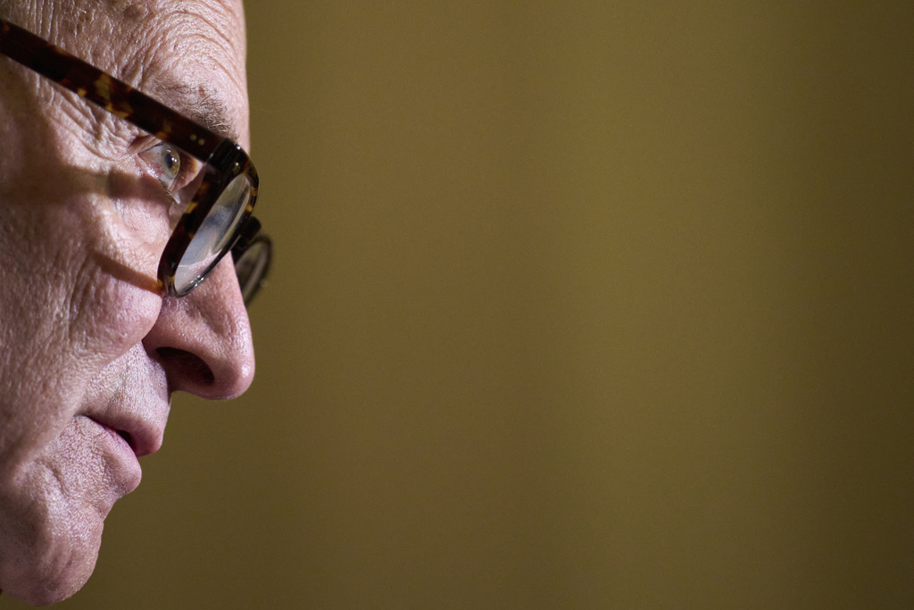 Senate Minority Leader Chuck Schumer, D-N.Y., speaks to members of the media after attending a policy luncheon with Democratic leaders, Tuesday, Sept. 16, 2025, on Capitol Hill in Washington. (AP Photo/Jacquelyn Martin)