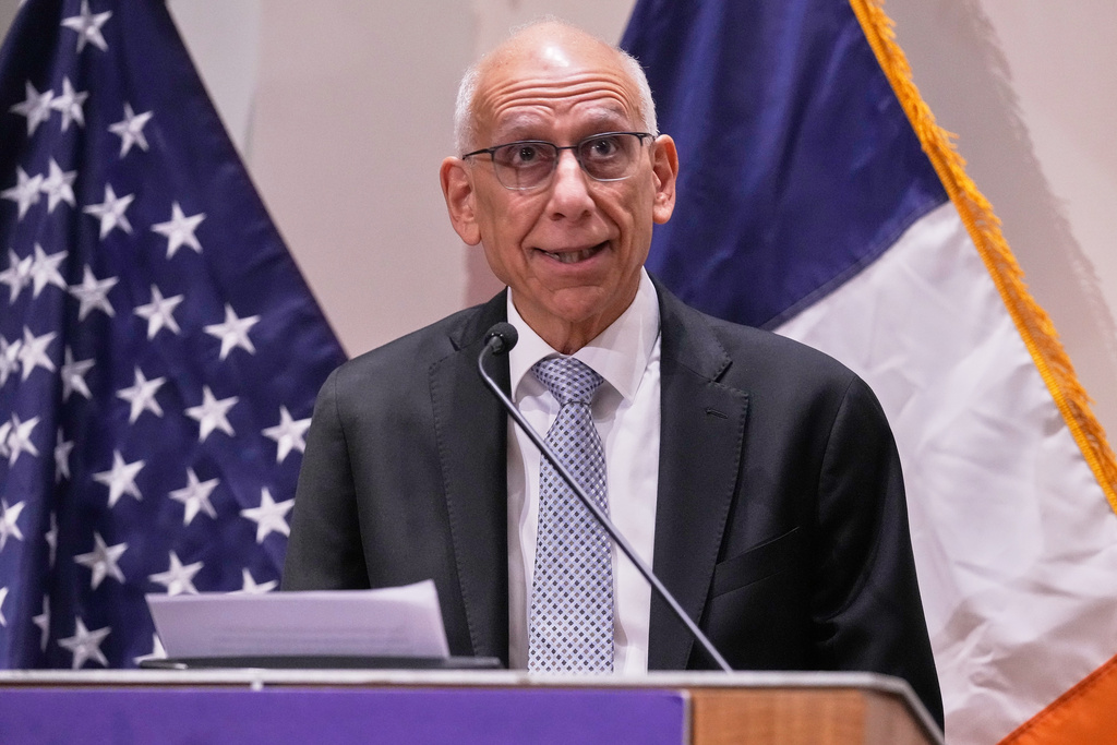 CORRECTS NAME SPELLING: Dean Fuleihan, appointed first deputy mayor by mayor-elect Zohran Mamdani, speaks during a news conference in New York, Monday, Nov. 10, 2025. (AP Photo/Richard Drew)