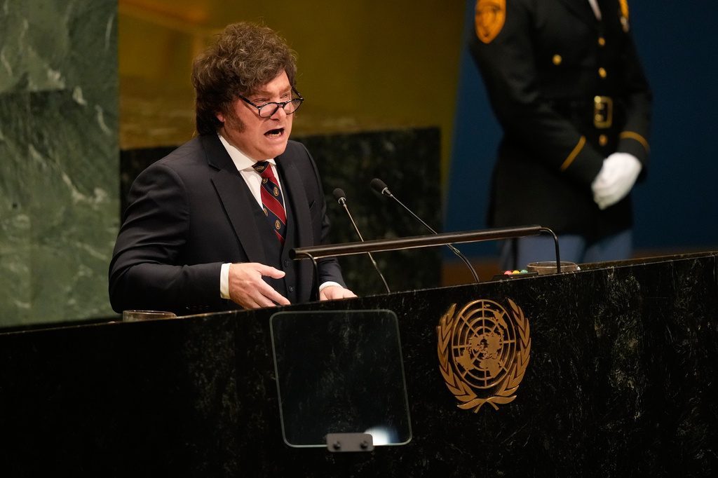 Argentina's President Javier Milei speaks during the 81st session of the United Nations General Assembly at United Nations headquarters, Wednesday, Sept. 23, 2026. (AP Photo/Seth Wenig)