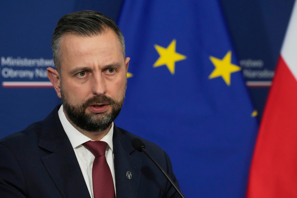 FILE - Poland's Deputy Prime Minister and Defence Minister Wladyslaw Kosiniak-Kamysz speaks during a news conference in Warsaw, Poland, Sept. 26, 2025. (AP Photo/Czarek Sokolowski, File)
