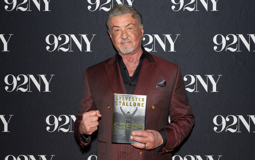 Actor Sylvester Stallone poses backstage before discussing his memoir "The Steps" at The 92nd Street Y on Monday, Sept. 28, 2026, in New York. (Photo by CJ Rivera/Invision/AP)